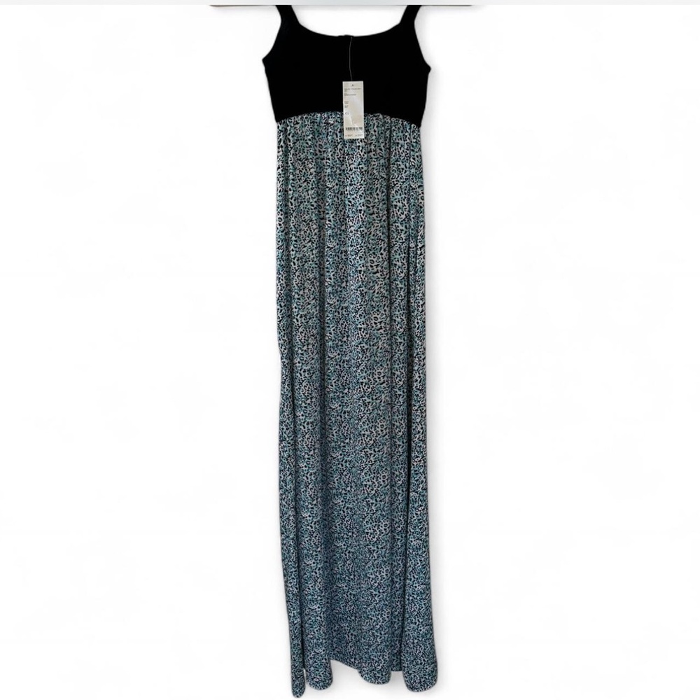 2B Bebe Black and Blue Floral Maxi Dress